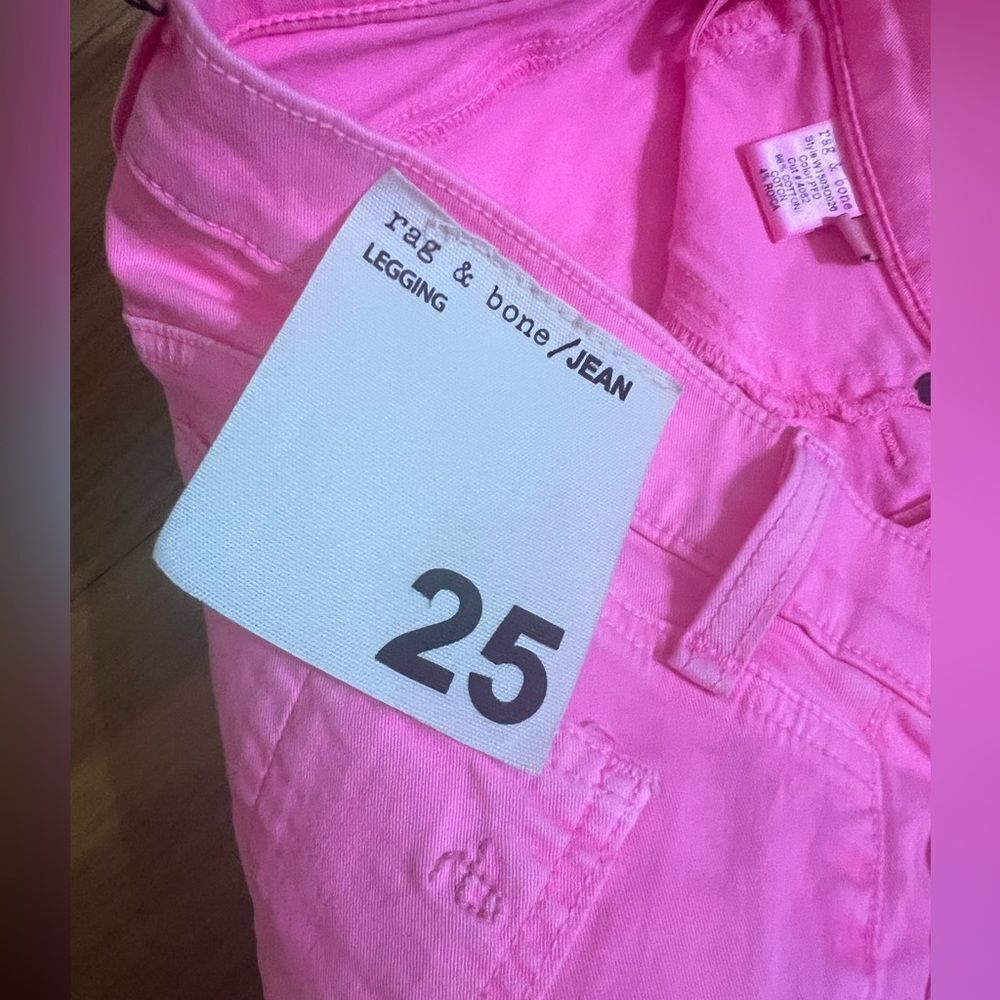 Rag & Bone neon pink jean legging size 25 - Picture 8 of 12